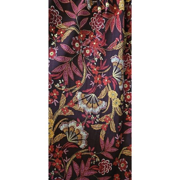 Susan Graver Top Womens 3X Purple Floral Long Sleeve Ruffle Keyhole Tie Neck - Picture 7 of 12